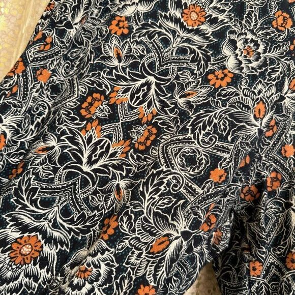 Torrid Black White Orange Floral Henna Fall Pattern Cotton Leggings 1X 14-16 - Picture 3 of 5